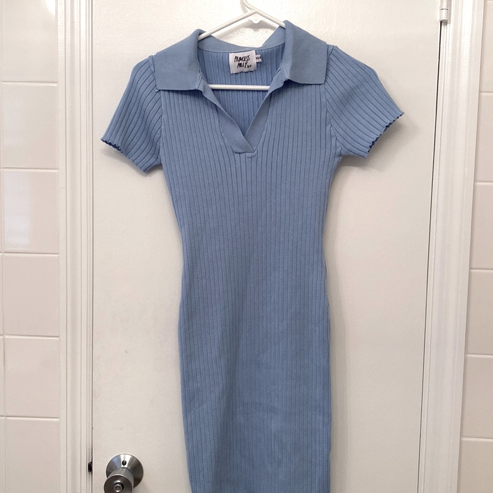 PRINCESS POLLY Collared Blue Dress